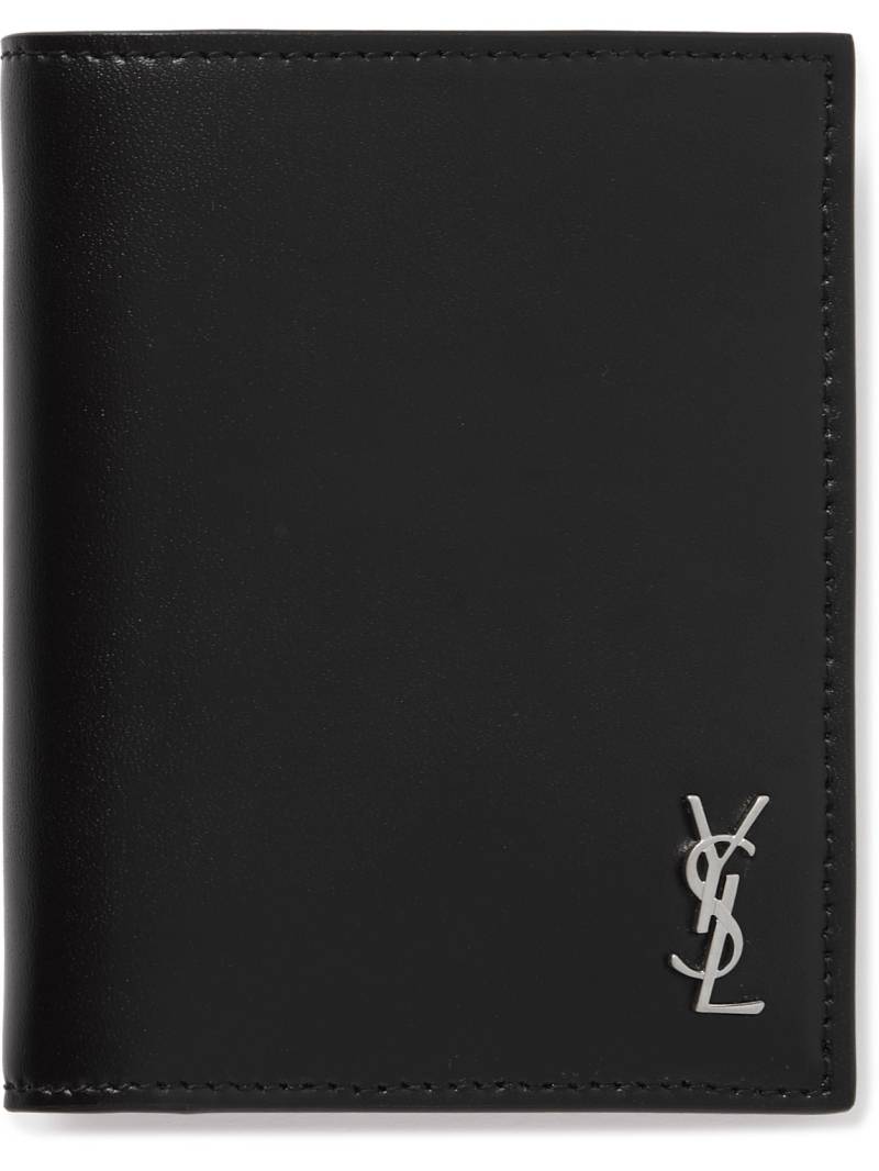 SAINT LAURENT - Cassandre Logo-Embossed Leather Billfold Wallet - Men - Black von SAINT LAURENT