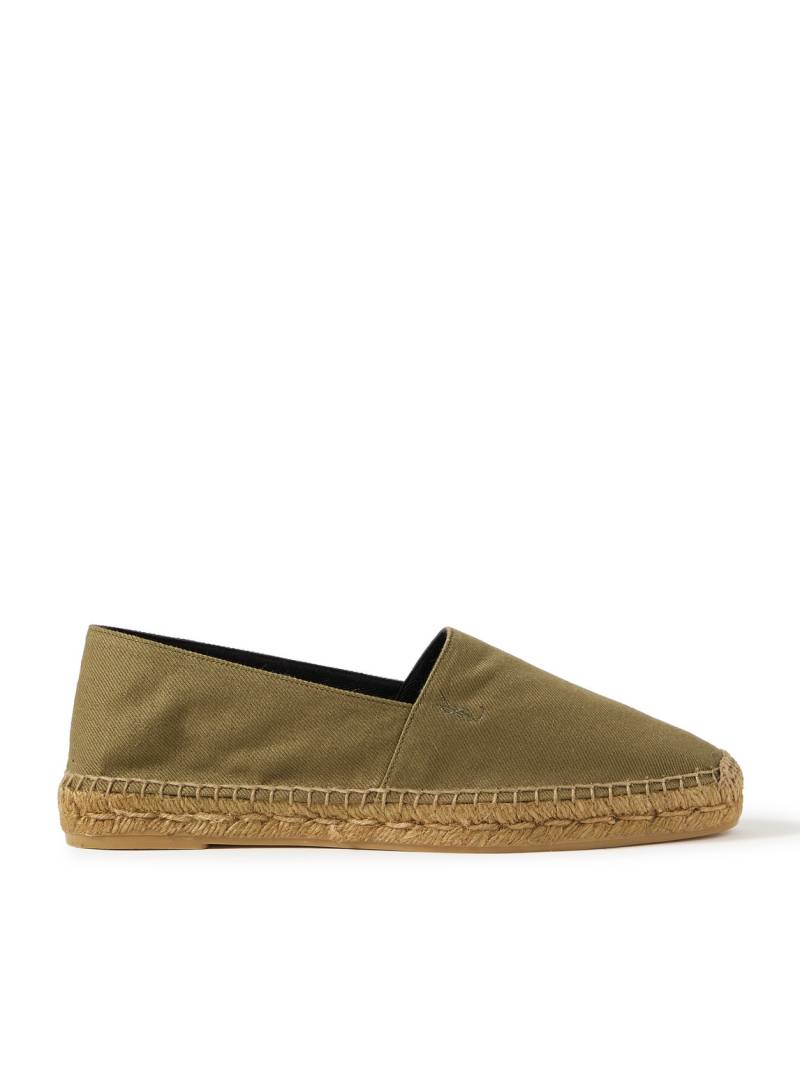 SAINT LAURENT - Collapsible-Heel Logo-Embroidered Twill Espadrilles - Men - Green - EU 41 von SAINT LAURENT