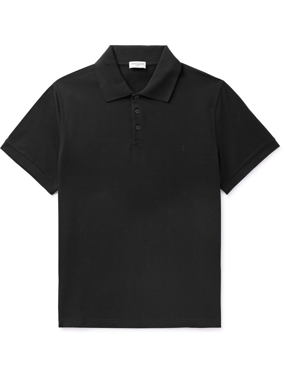 SAINT LAURENT - Cotton-Piqué Polo Shirt - Men - Black - XL von SAINT LAURENT