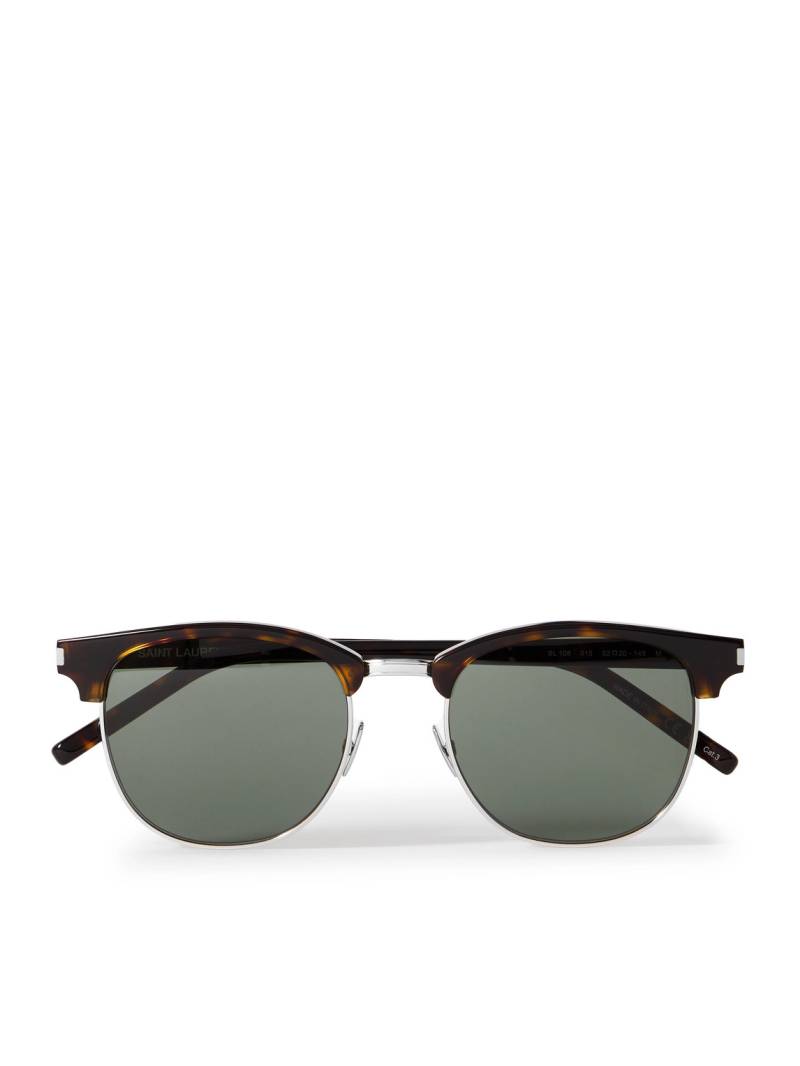 SAINT LAURENT - D-Frame Tortoiseshell Recycled-Acetate and Silver-Tone Sunglasses - Men - Tortoiseshell von SAINT LAURENT