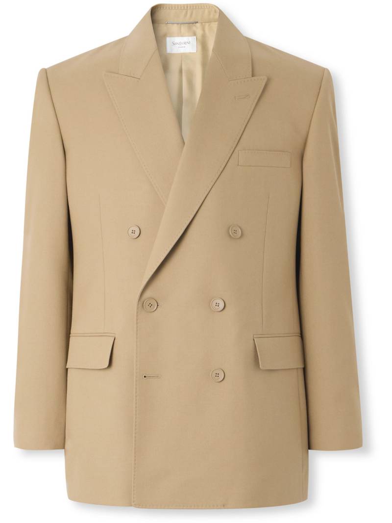 SAINT LAURENT - Double-Breasted Wool-Twill Blazer - Men - Neutrals - IT 52 von SAINT LAURENT