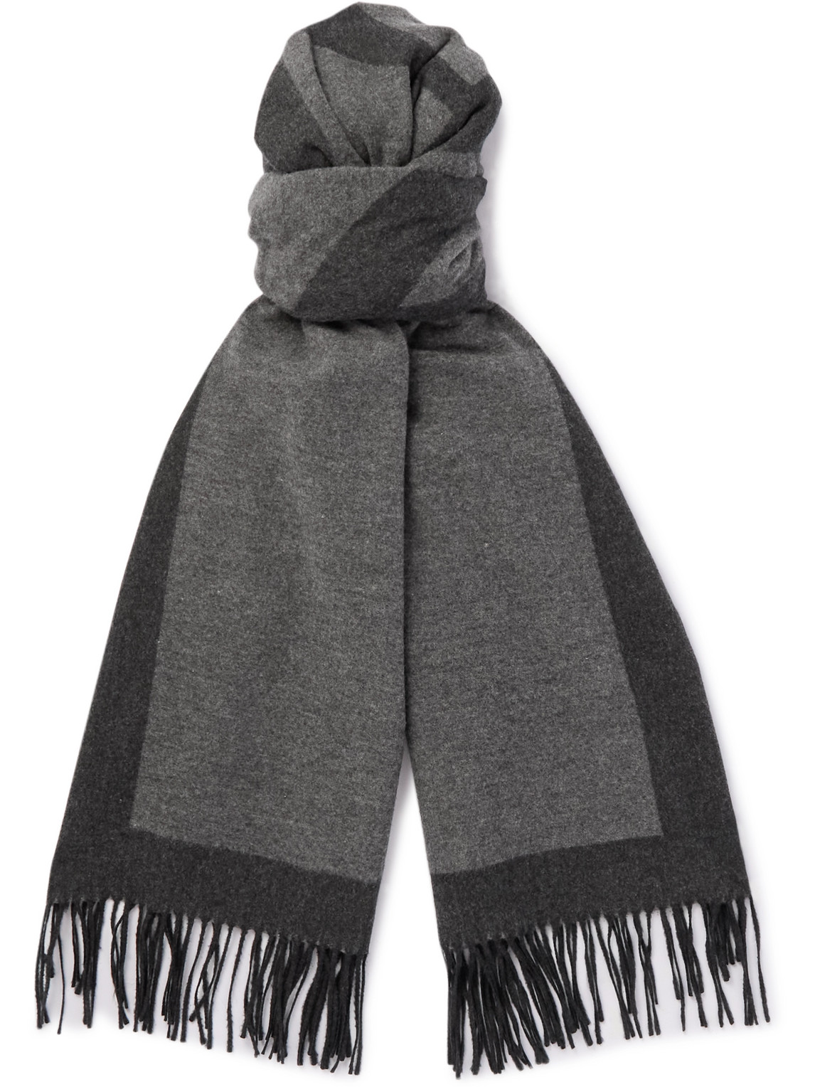 SAINT LAURENT - Fringed Logo-Embroidered Brushed-Silk Scarf - Men - Gray SAINT LAURENT - Fringed Logo-Embroidered Brushed-Silk Scarf - Men - Gray von SAINT LAURENT