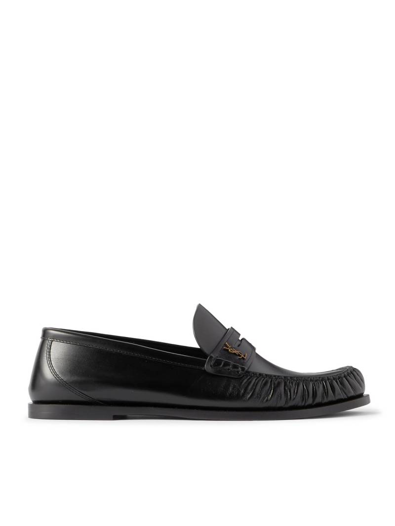 SAINT LAURENT - Laurent Logo-Embellished Leather Penny Loafers - Men - Black - EU 42 von SAINT LAURENT
