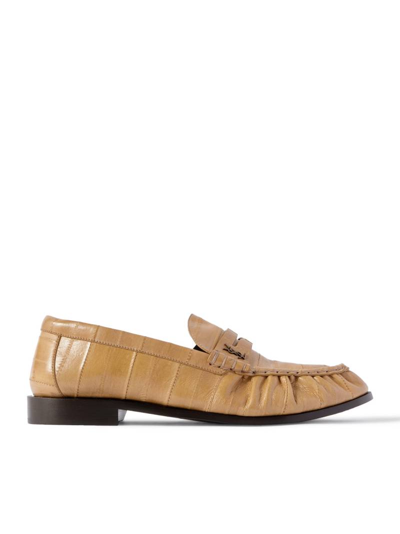 SAINT LAURENT - Le Loafer Monogram Logo-Appliquéd Eel Penny Loafers - Men - Neutrals - EU 43 von SAINT LAURENT