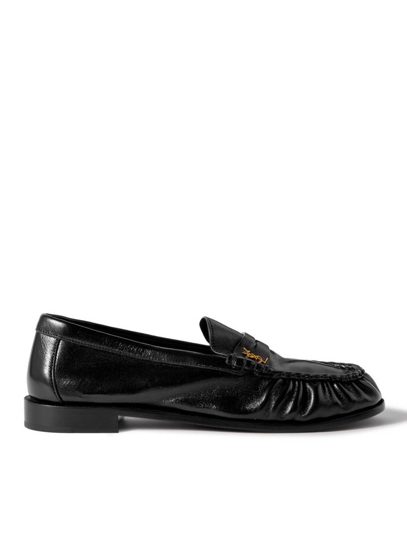 SAINT LAURENT - Le Loafer Monogram Logo-Appliquéd Leather Penny Loafers - Men - Black - EU 44.5 von SAINT LAURENT