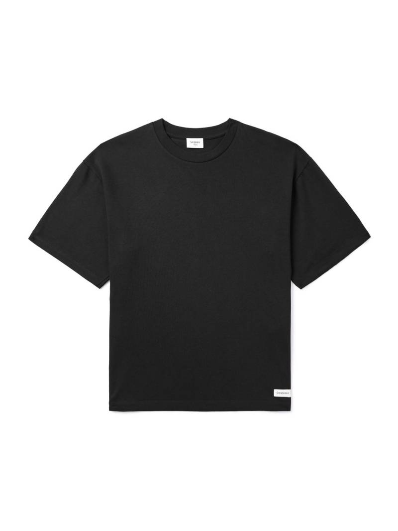 SAINT LAURENT - Logo-Appliquéd Cotton and Modal-Blend Jersey T-Shirt - Men - Black - M von SAINT LAURENT