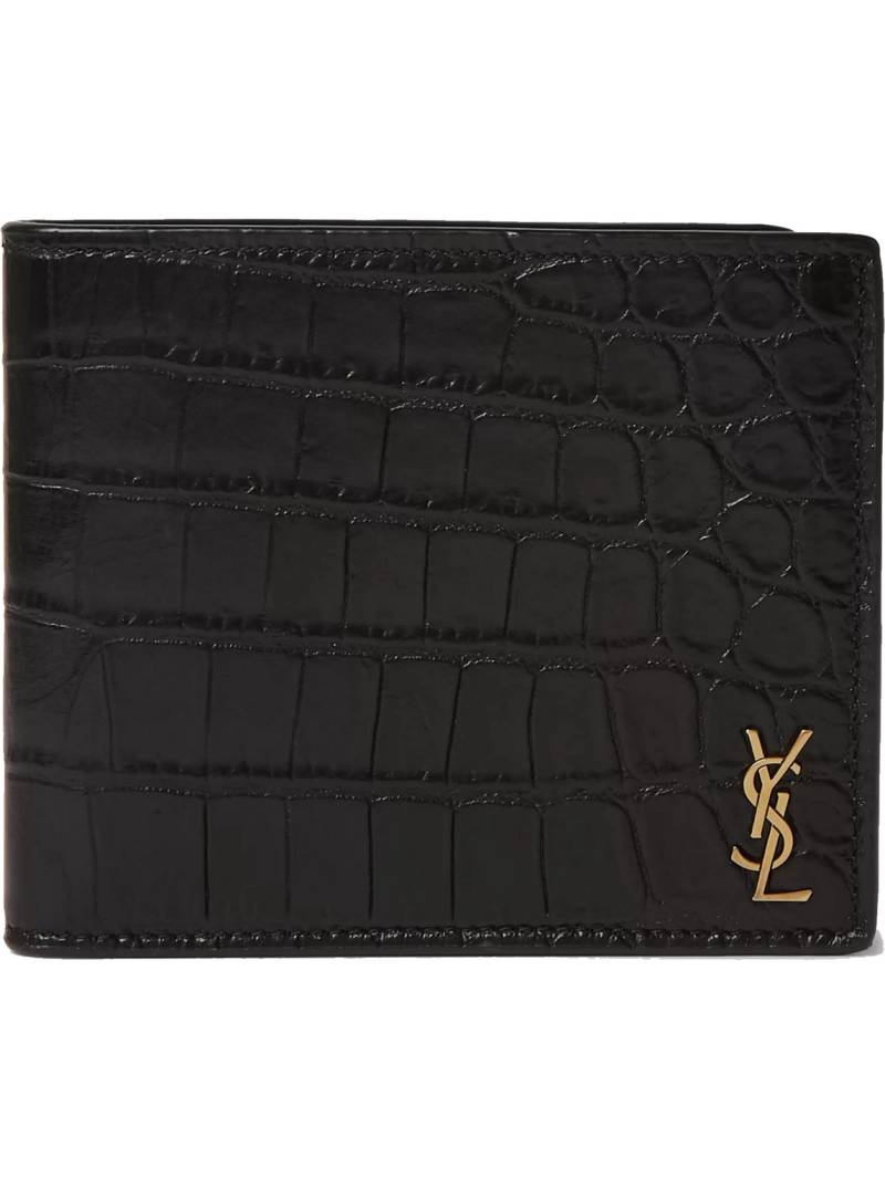 SAINT LAURENT - Logo-Appliquéd Croc-Effect Leather Billfold Wallet - Men - Black SAINT LAURENT - Logo-Appliquéd Croc-Effect Leather Billfold Wallet - Men - Black von SAINT LAURENT