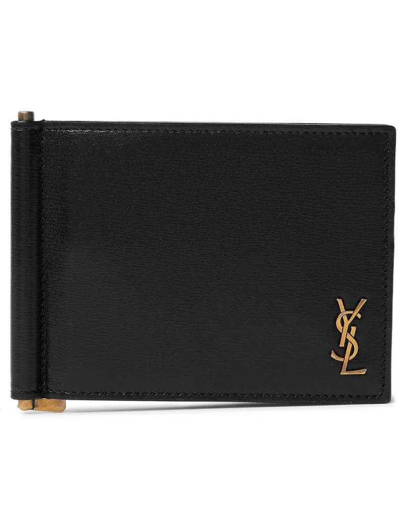 SAINT LAURENT - Logo-Appliquéd Leather Billfold Wallet with Money Clip - Men - Black von SAINT LAURENT