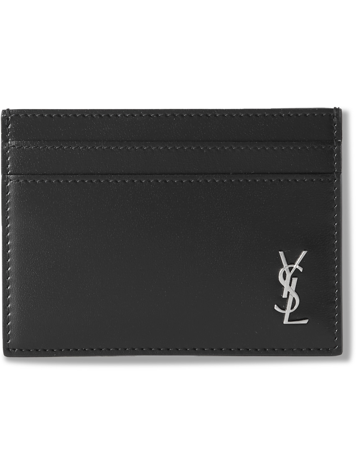 SAINT LAURENT - Logo-Appliquéd Leather Cardholder - Men - Black von SAINT LAURENT