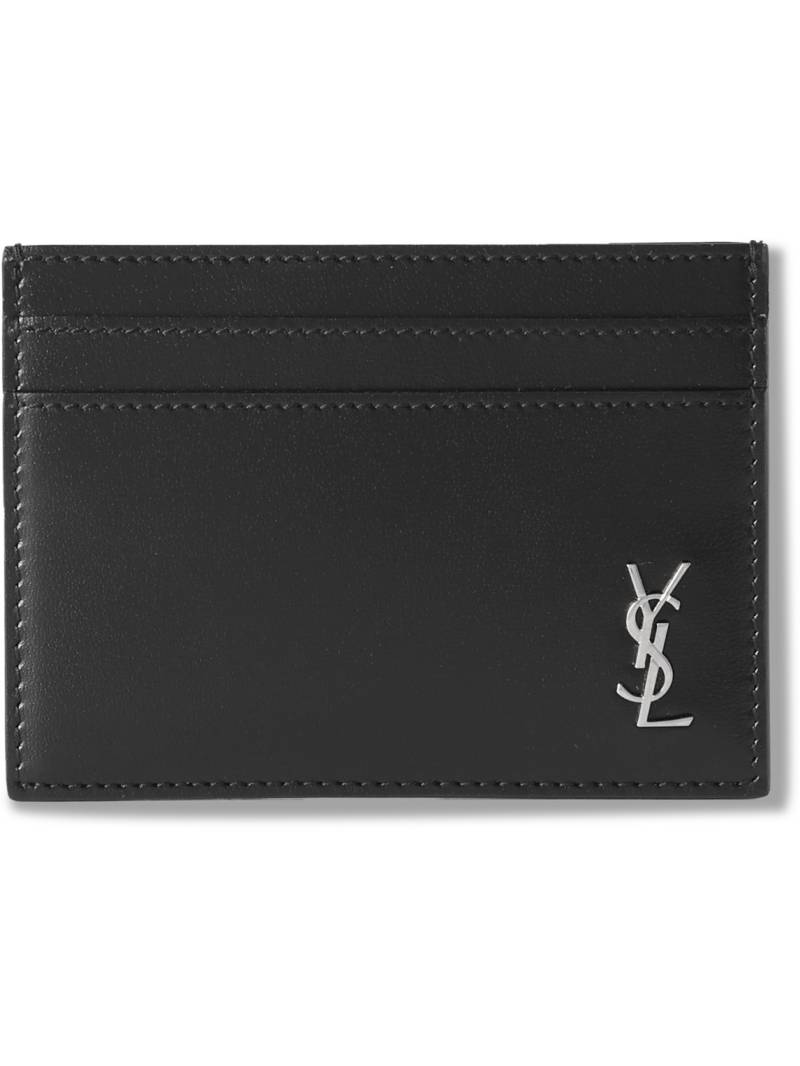 SAINT LAURENT - Logo-Appliquéd Leather Cardholder - Men - Black von SAINT LAURENT