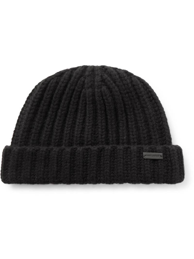 SAINT LAURENT - Logo-Appliquéd Ribbed Cashmere Beanie - Men - Black - M SAINT LAURENT - Logo-Appliquéd Ribbed Cashmere Beanie - Men - Black - M von SAINT LAURENT
