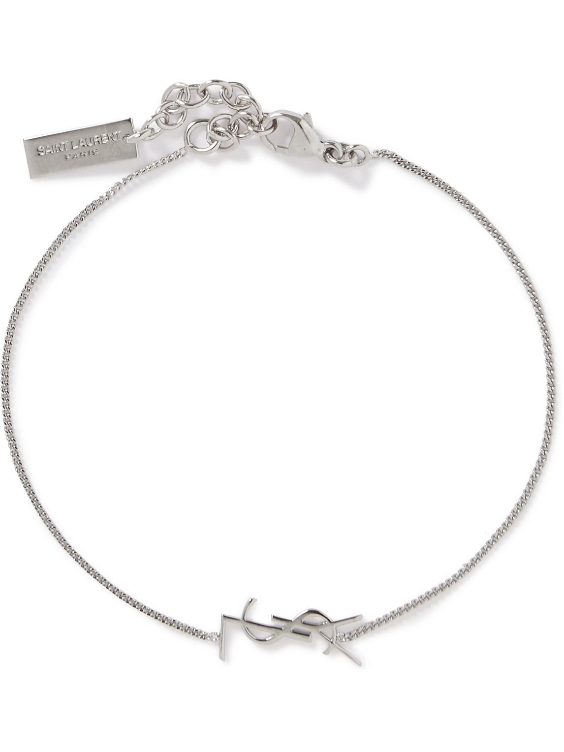 SAINT LAURENT - Logo-Detailed Silver-Tone Chain Bracelet - Men - Silver - M von SAINT LAURENT