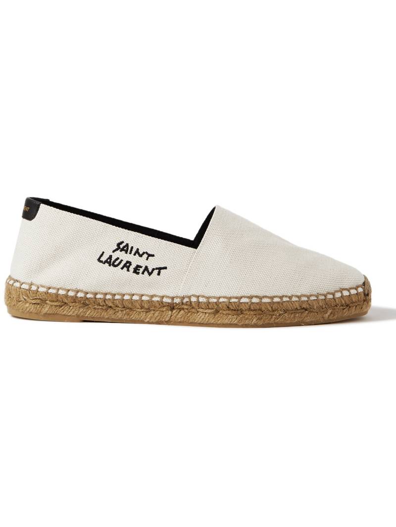 SAINT LAURENT - Logo-Embroidered Canvas Espadrilles - Men - Neutrals - EU 42.5 von SAINT LAURENT