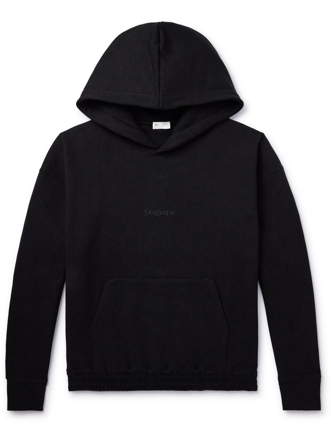 SAINT LAURENT - Logo-Embroidered Cotton-Jersey Hoodie - Men - Black - M von SAINT LAURENT