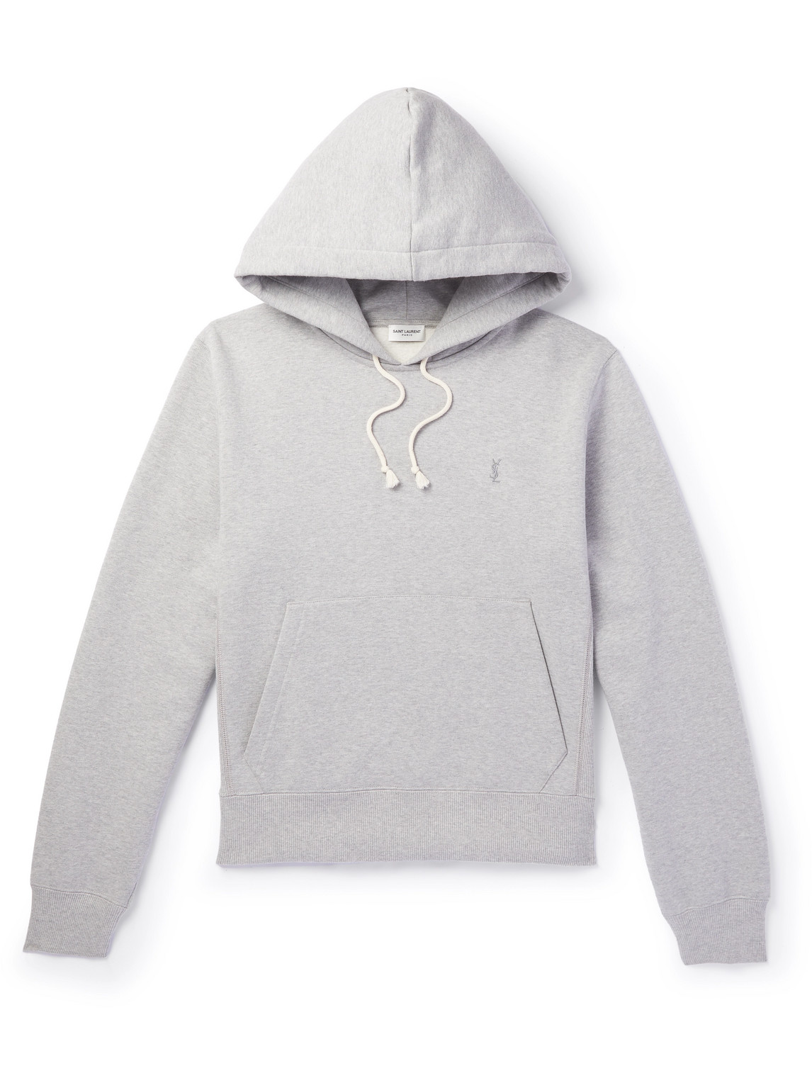 SAINT LAURENT - Logo-Embroidered Cotton-Jersey Hoodie - Men - Gray - XXL von SAINT LAURENT