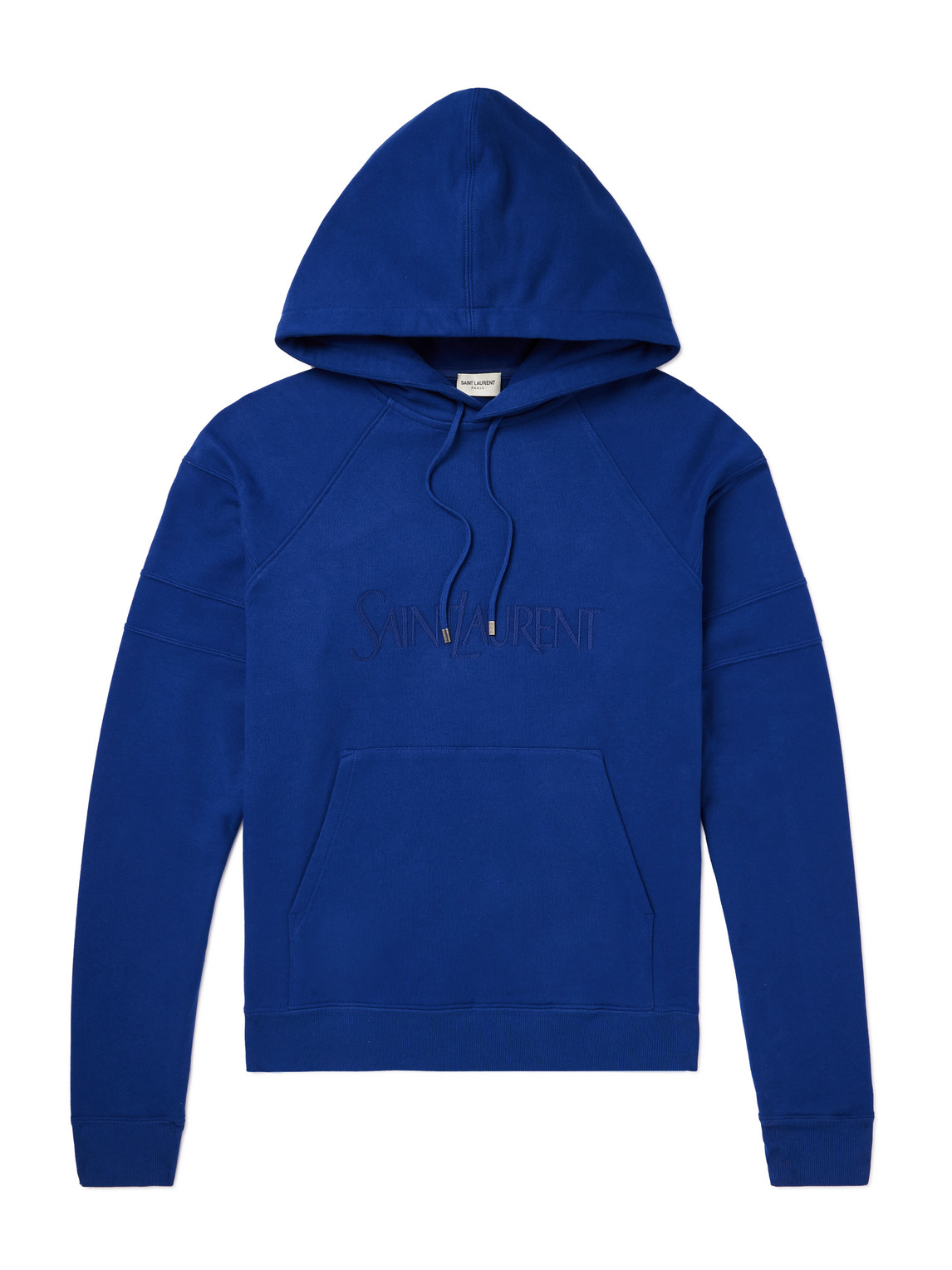 SAINT LAURENT - Logo-Embroidered Cotton-Jersey Hoodie - Men - Blue - XXL von SAINT LAURENT