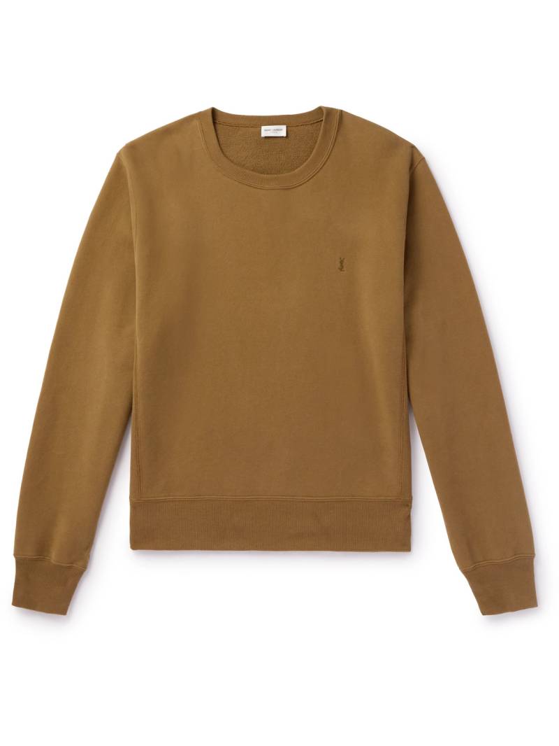 SAINT LAURENT - Logo-Embroidered Cotton-Jersey Sweatshirt - Men - Brown - XXL von SAINT LAURENT