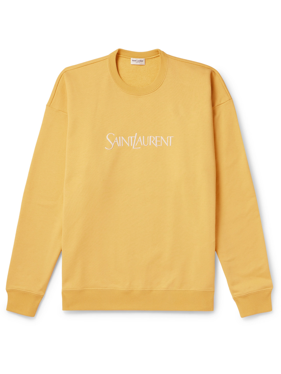SAINT LAURENT - Logo-Embroidered Cotton-Jersey Sweatshirt - Men - Yellow - M von SAINT LAURENT