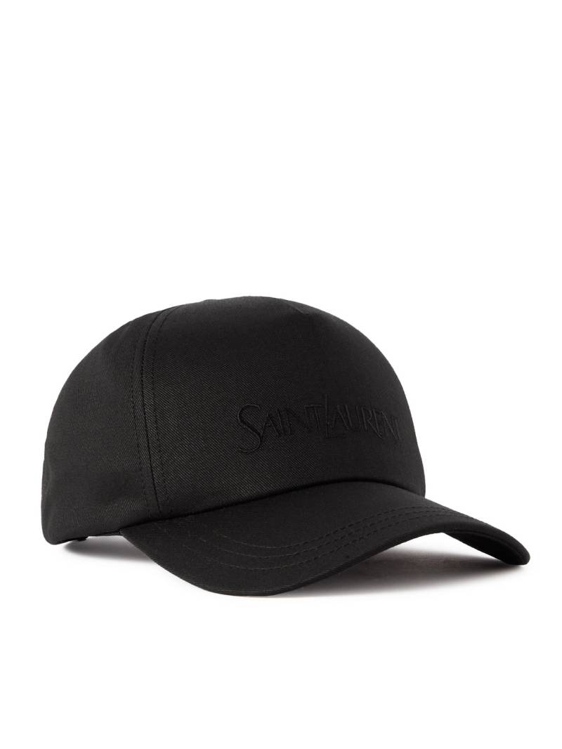 SAINT LAURENT - Logo-Embroidered Cotton and Linen-Blend Gabardine Baseball Cap - Men - Black - 57 von SAINT LAURENT