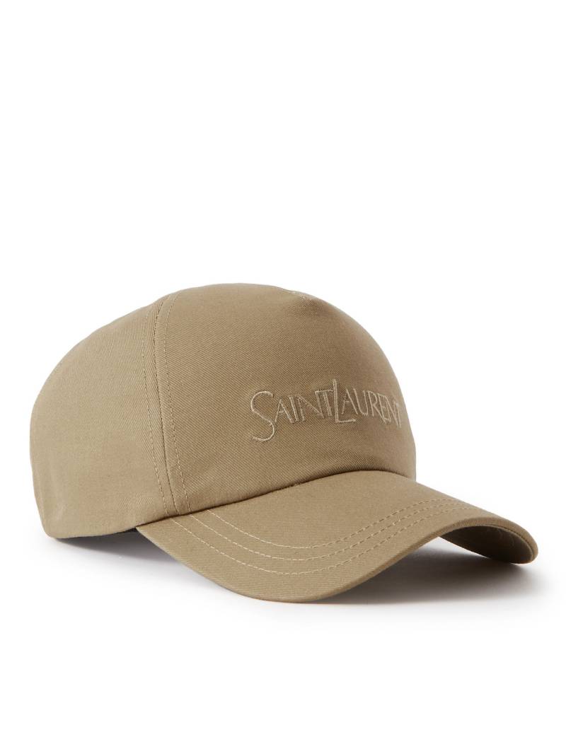 SAINT LAURENT - Logo-Embroidered Cotton and Linen-Blend Gabardine Baseball Cap - Men - Neutrals - 57 von SAINT LAURENT