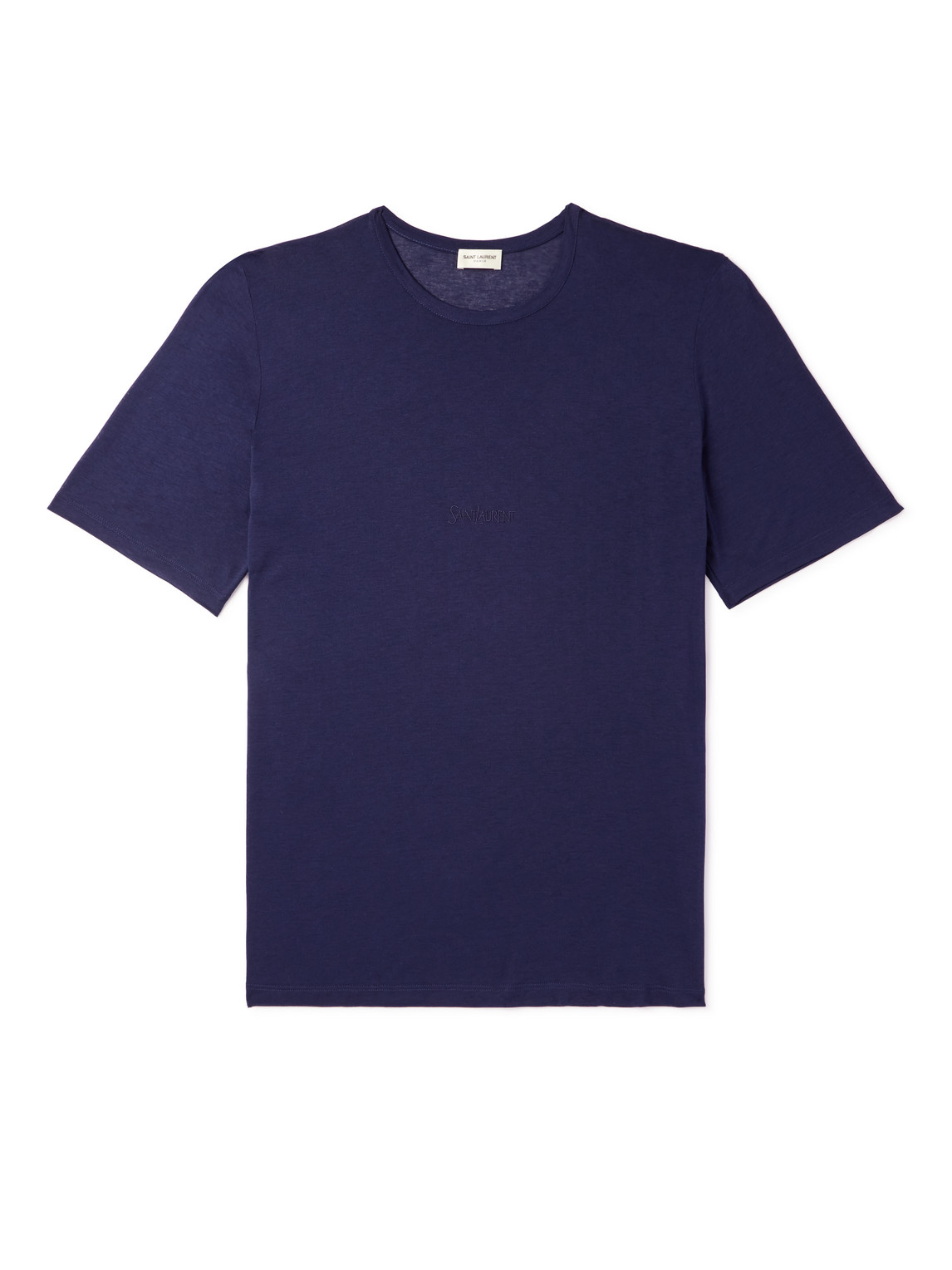 SAINT LAURENT - Logo-Embroidered Jersey T-Shirt - Men - Blue - L von SAINT LAURENT