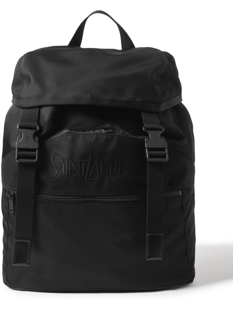 SAINT LAURENT - Logo-Embroidered Leather-Trimmed Shell Backpack - Men - Black SAINT LAURENT - Logo-Embroidered Leather-Trimmed Shell Backpack - Men - Black von SAINT LAURENT