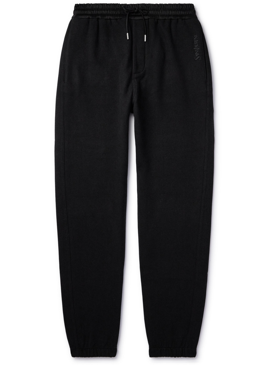 SAINT LAURENT - Logo-Embroidered Organic Cotton-Jersey Sweatpants - Men - Black - L von SAINT LAURENT