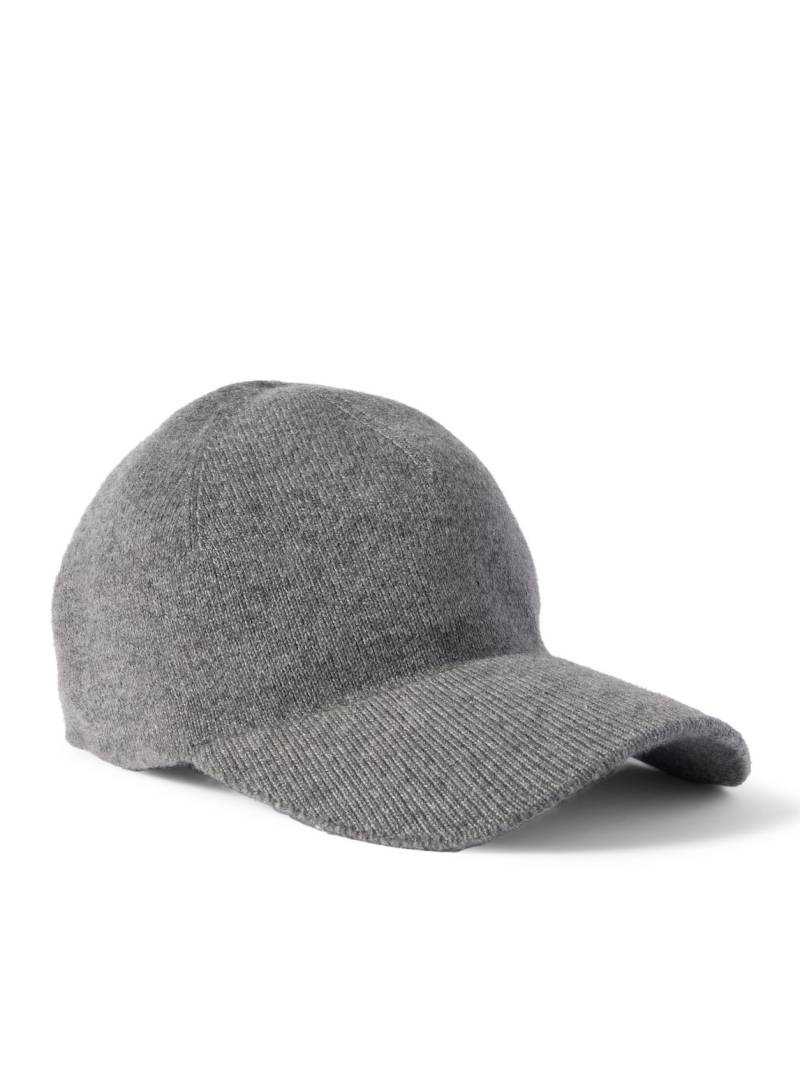 SAINT LAURENT - Logo-Embroidered Ribbed Cashmere Baseball Cap - Men - Gray - 57 von SAINT LAURENT
