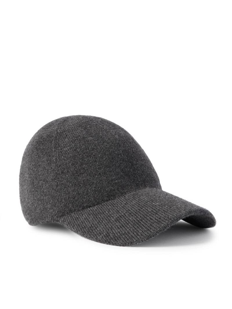 SAINT LAURENT - Logo-Embroidered Ribbed Cashmere Baseball Cap - Men - Gray - 57 von SAINT LAURENT