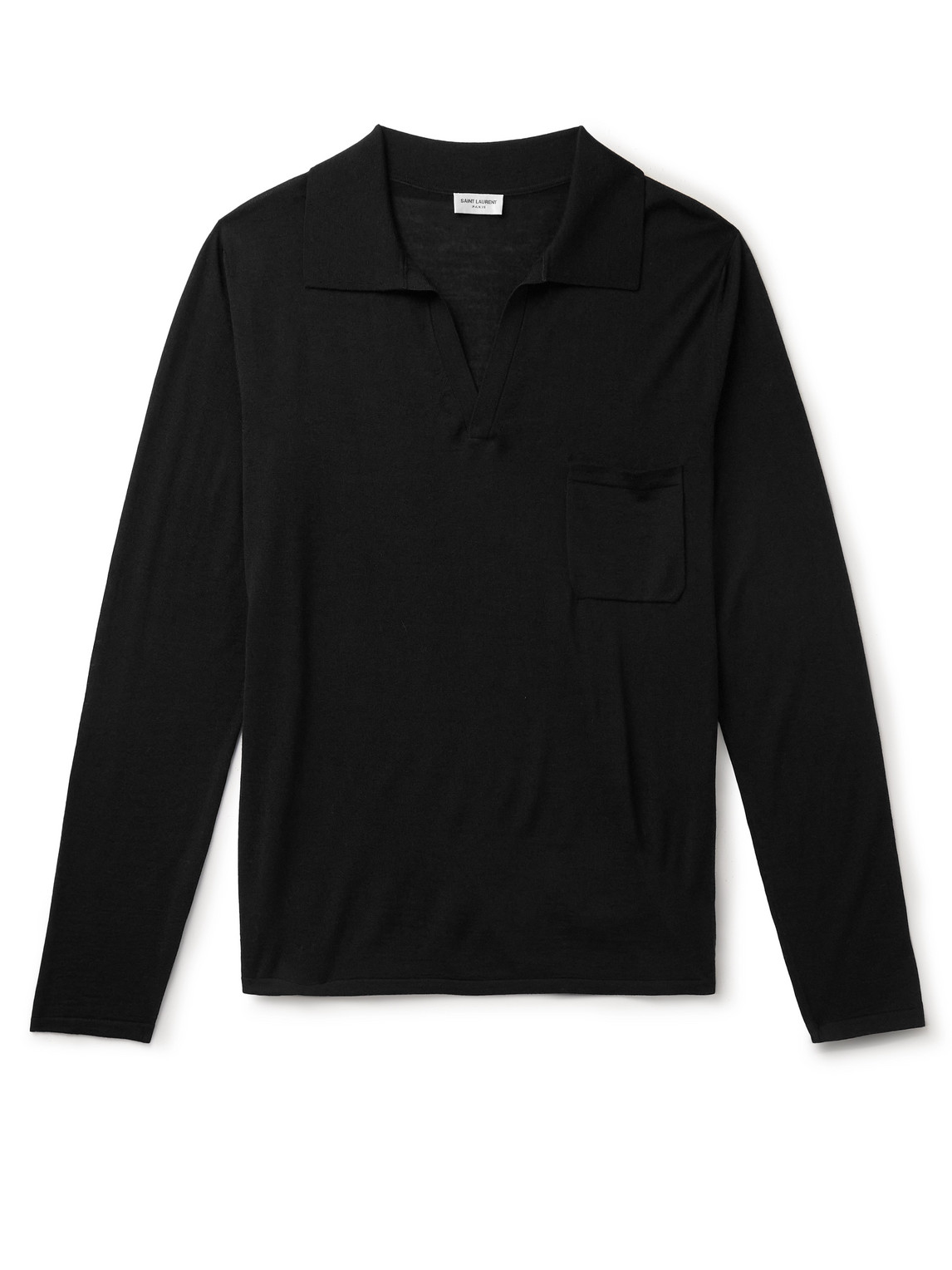 SAINT LAURENT - Logo-Embroidered Wool Polo Shirt - Men - Black - S von SAINT LAURENT