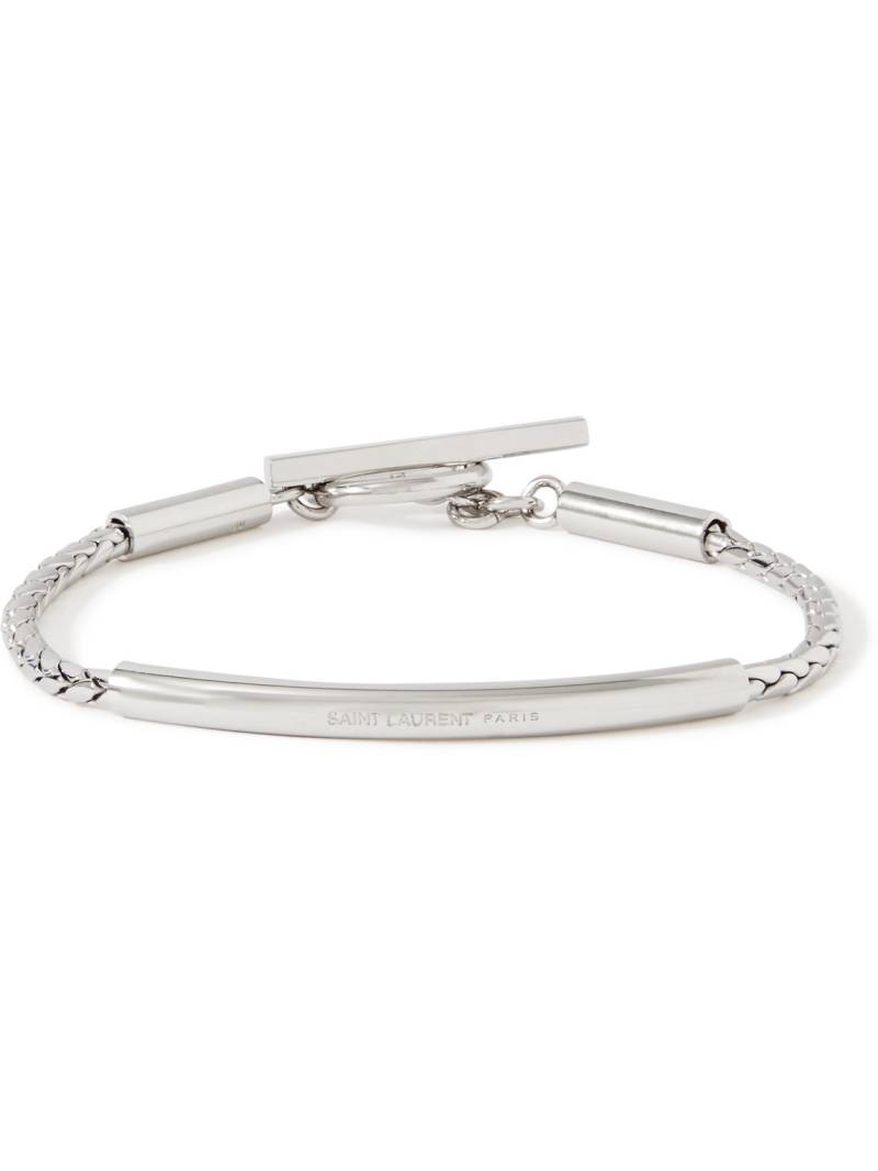 SAINT LAURENT - Logo-Engraved Silver-Tone Chain Bracelet - Men - Silver - S von SAINT LAURENT