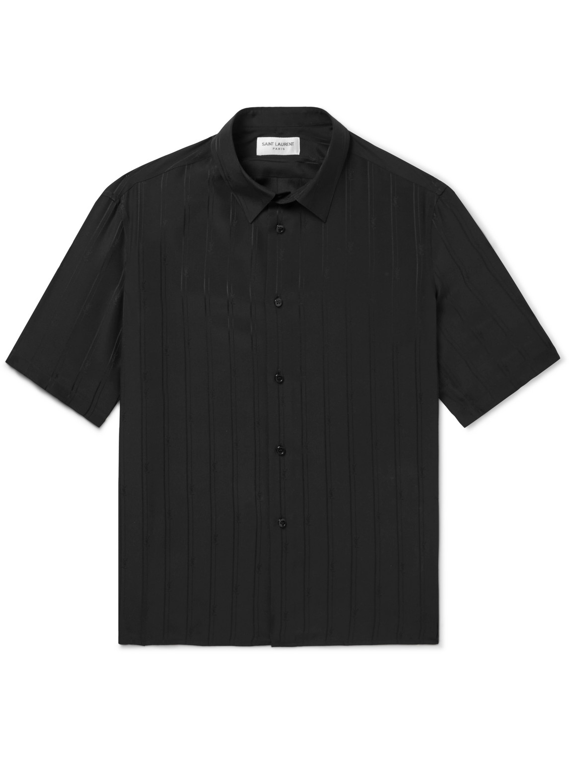 SAINT LAURENT - Logo-Jacquard Silk Shirt - Men - Black - 37 von SAINT LAURENT