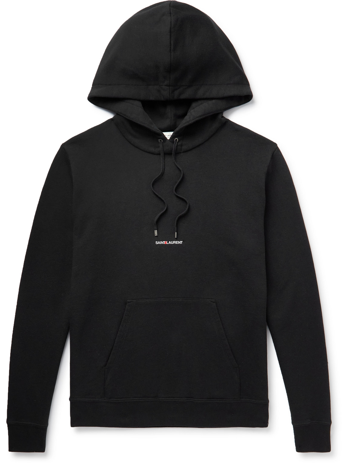 SAINT LAURENT - Logo-Print Cotton-Jersey Hoodie - Men - Black - XL von SAINT LAURENT