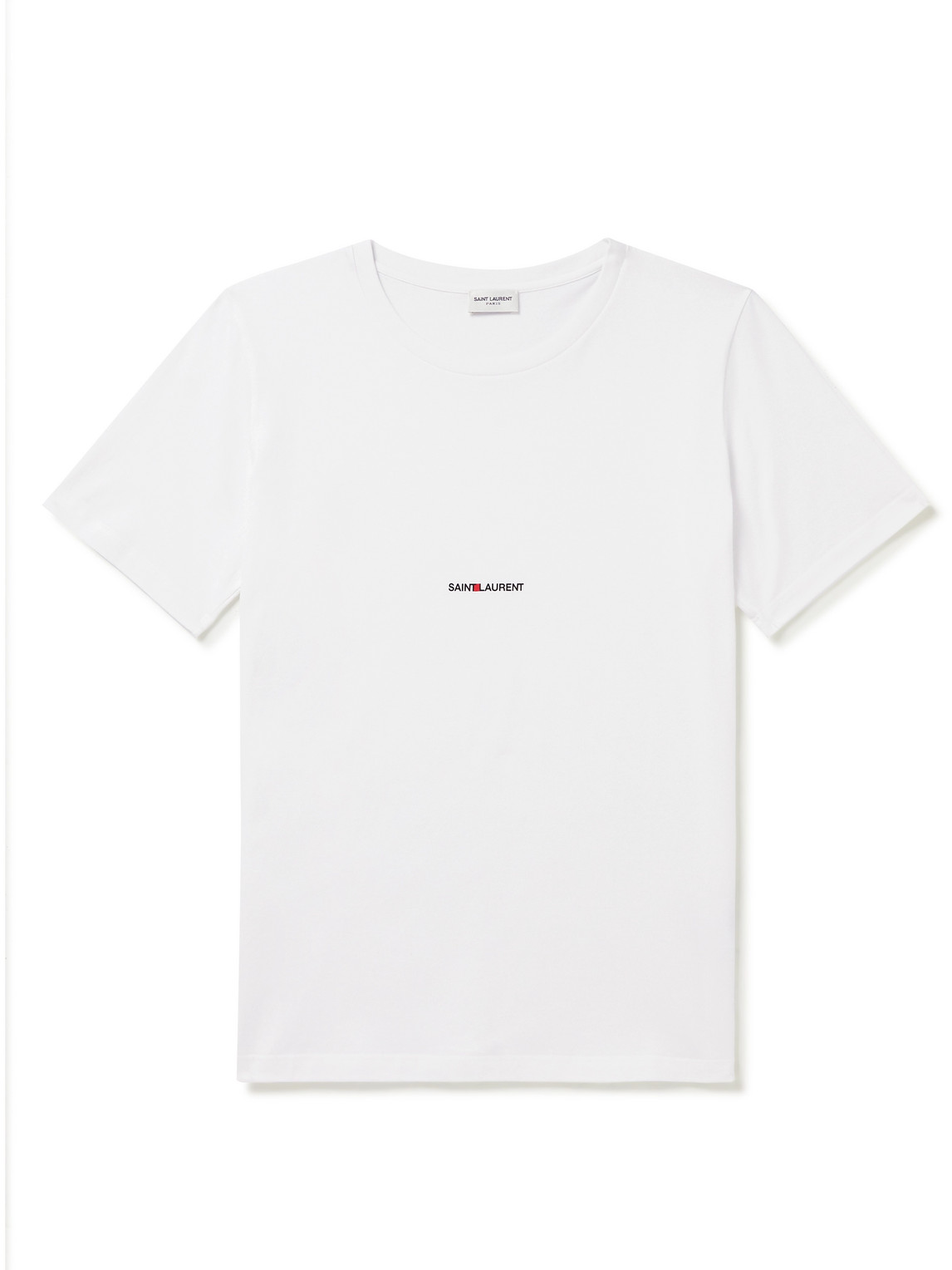 SAINT LAURENT - Logo-Print Cotton-Jersey T-Shirt - Men - White - M von SAINT LAURENT