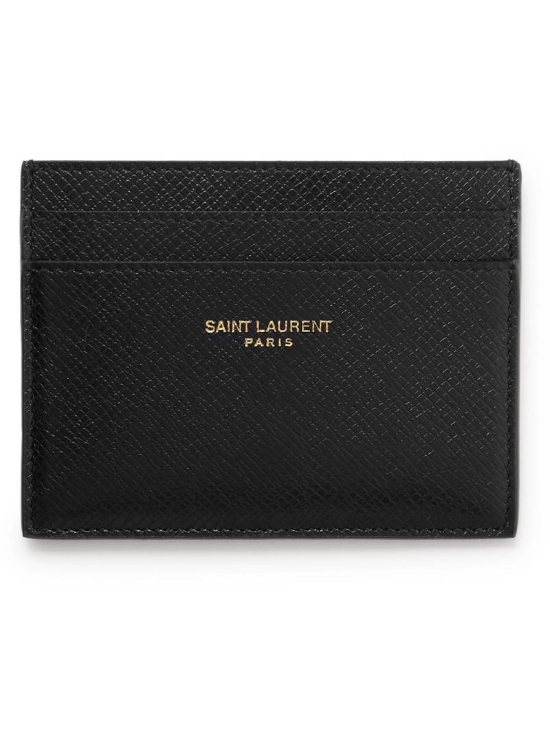 SAINT LAURENT - Logo-Print Upcycled Cross-Grain Leather Cardholder - Men - Black von SAINT LAURENT