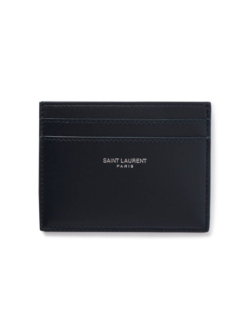 SAINT LAURENT - Logo-Print Leather Cardholder - Men - Blue von SAINT LAURENT