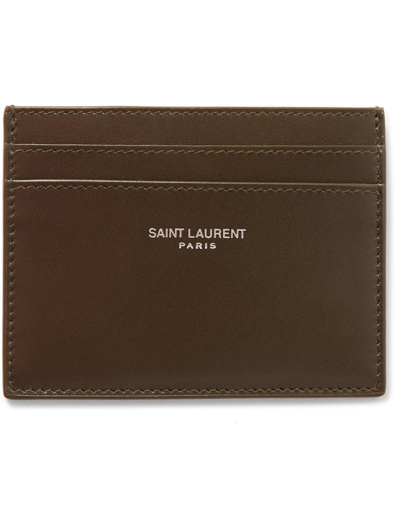 SAINT LAURENT - Logo-Print Leather Cardholder - Men - Green von SAINT LAURENT