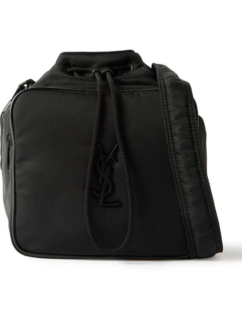 SAINT LAURENT - Niki Small Logo-Appliquéd Leather-Trimmed Shell Bucket Bag - Men - Black von SAINT LAURENT