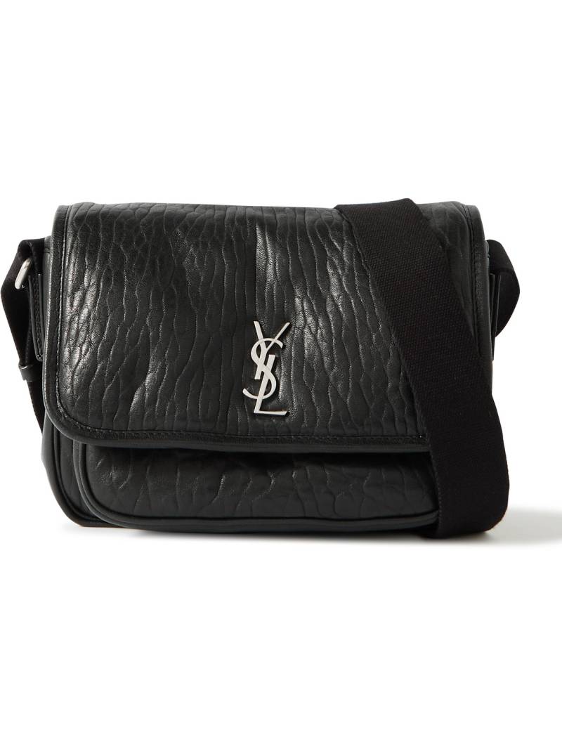SAINT LAURENT - Niki Small Logo-Appliquéd Textured-Leather Messenger Bag - Men - Black von SAINT LAURENT