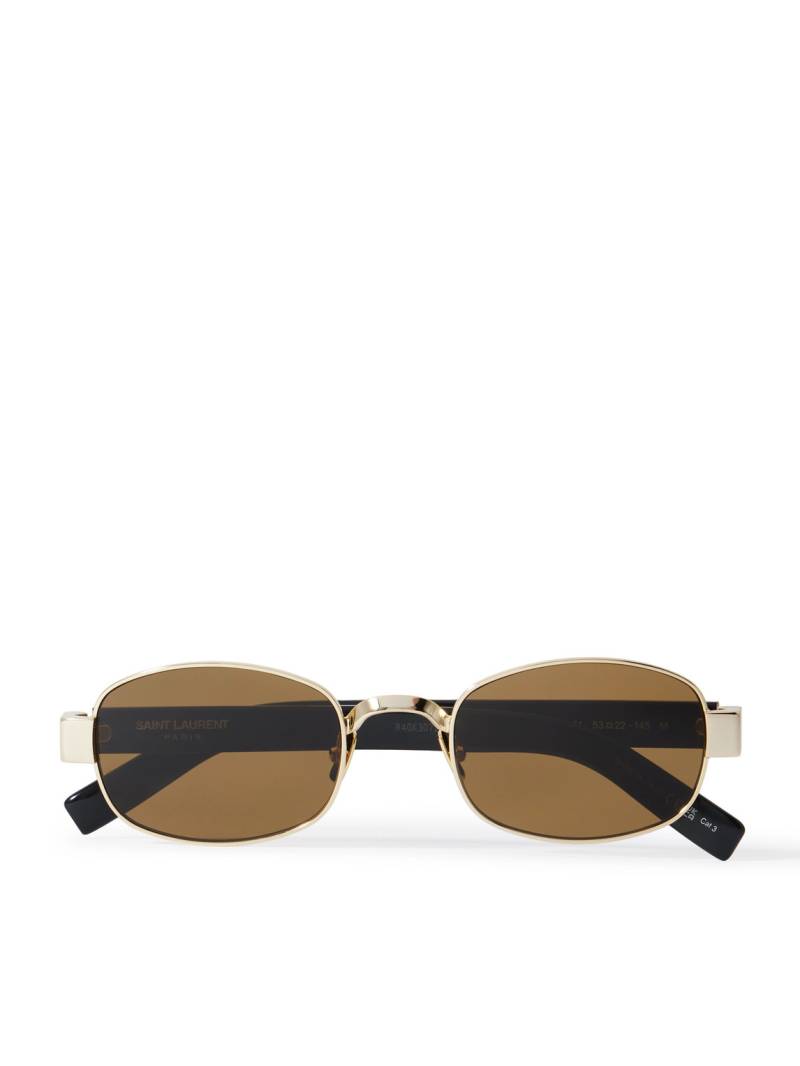 SAINT LAURENT - Oval-Frame Gold-Tone and Acetate Sunglasses - Men - Black von SAINT LAURENT