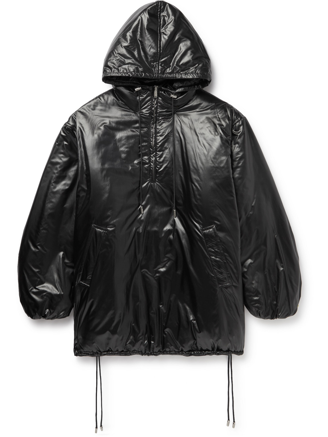 SAINT LAURENT - Oversized Logo-Embroidered Padded Shell Half-Zip Hooded Jacket - Men - Black - IT 50 von SAINT LAURENT
