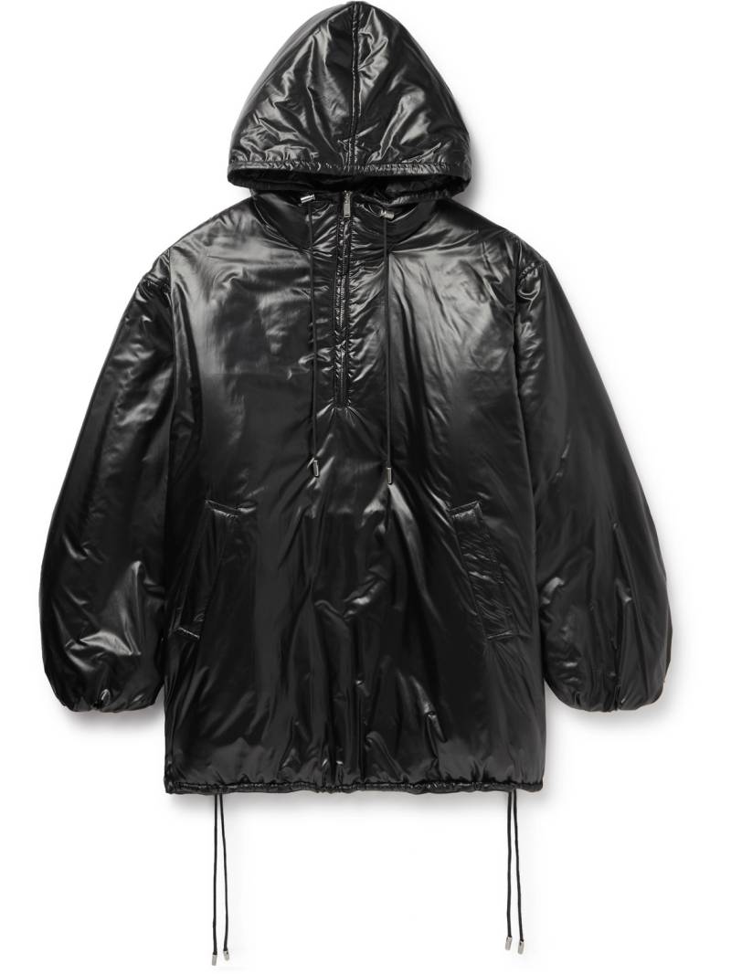 SAINT LAURENT - Oversized Logo-Embroidered Padded Shell Half-Zip Hooded Jacket - Men - Black - IT 50 von SAINT LAURENT