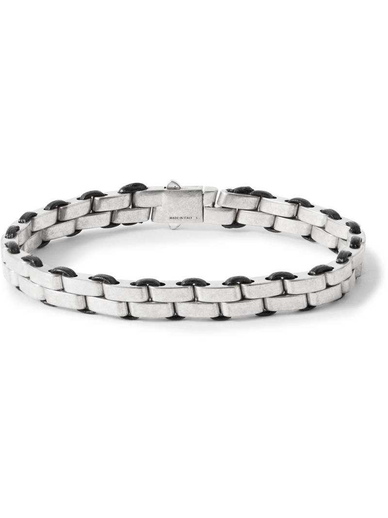 SAINT LAURENT - Oxidised Silver-Tone and Leather Chain Bracelet - Men - Silver - M von SAINT LAURENT