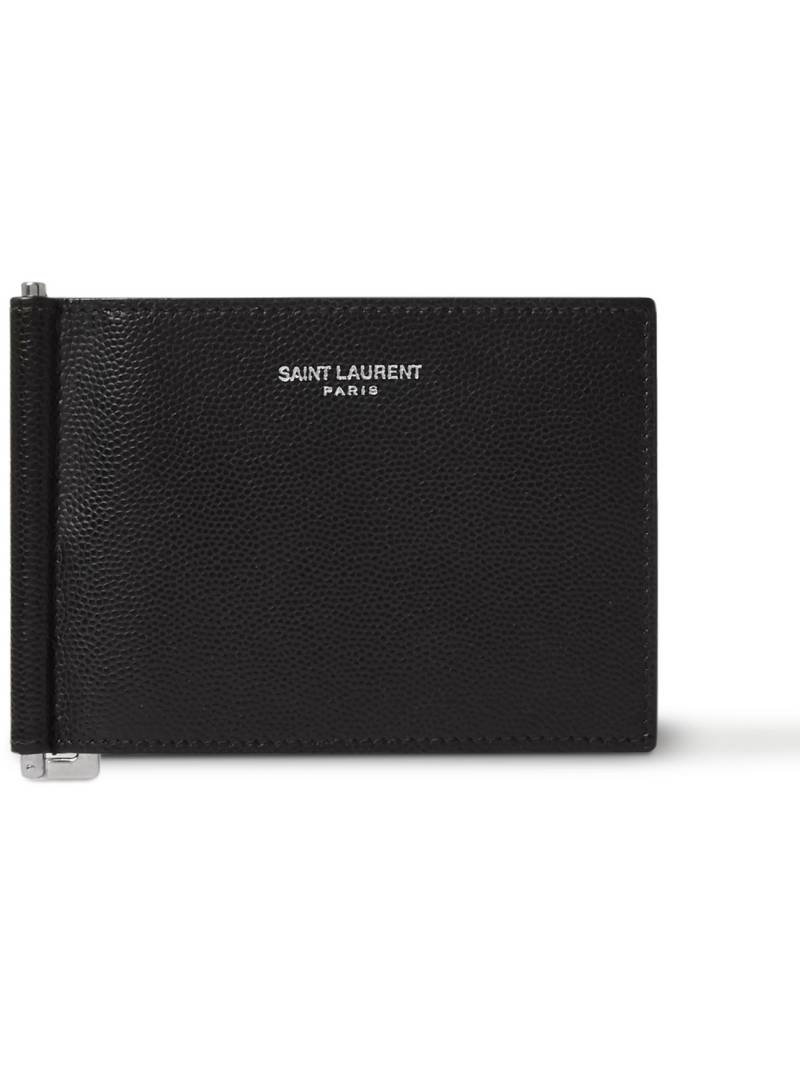 SAINT LAURENT - Pebble-Grain Leather Billfold Wallet with Money Clip - Men - Black von SAINT LAURENT
