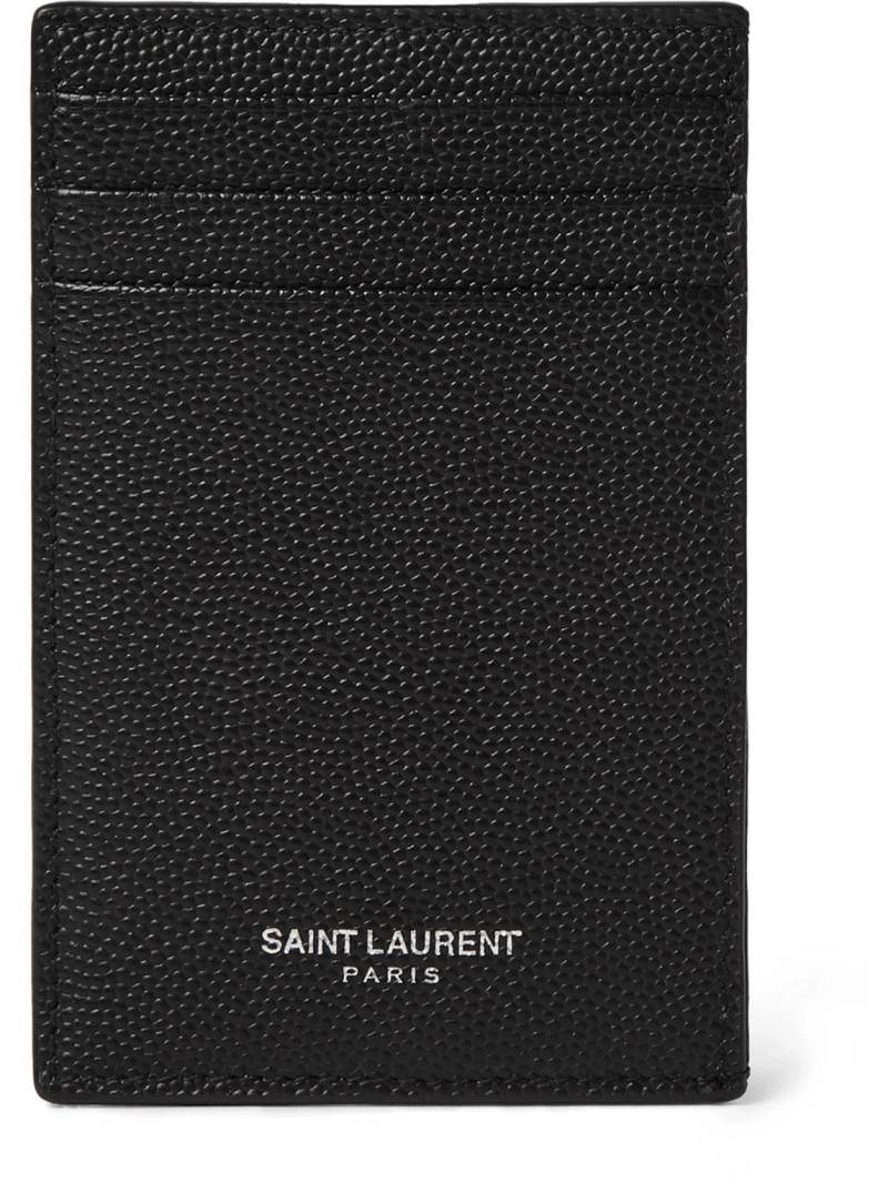 SAINT LAURENT - Pebble-Grain Leather Cardholder with Money Clip - Men - Black von SAINT LAURENT