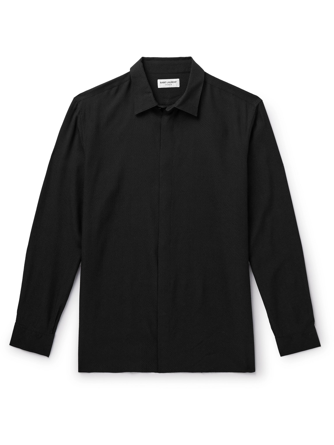 SAINT LAURENT - Polka-Dot Jacquard Shirt - Men - Black - 39 von SAINT LAURENT