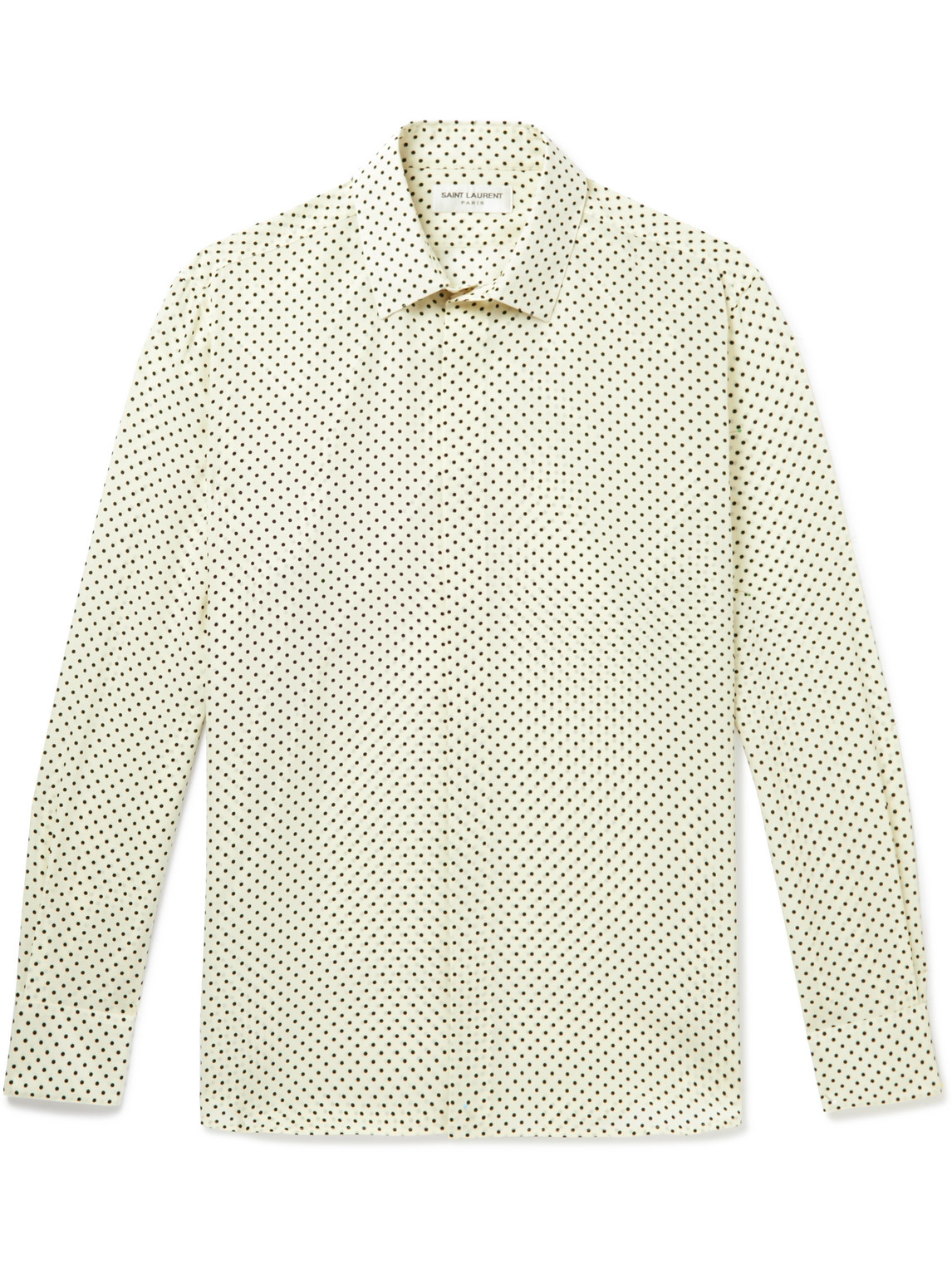 SAINT LAURENT - Polka-Dot Silk Crepe De Chine Shirt - Men - Neutrals - 38 von SAINT LAURENT