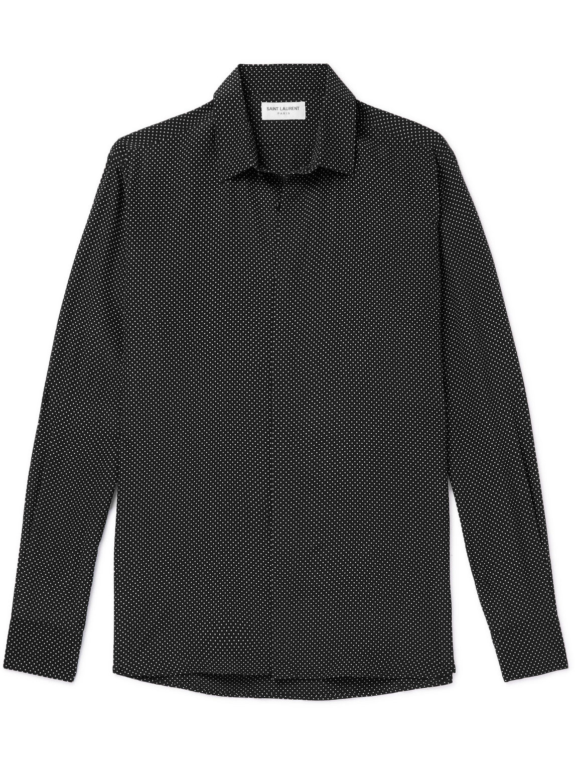 SAINT LAURENT - Polka-Dot Silk-Crepe Shirt - Men - Black - EU 42 von SAINT LAURENT