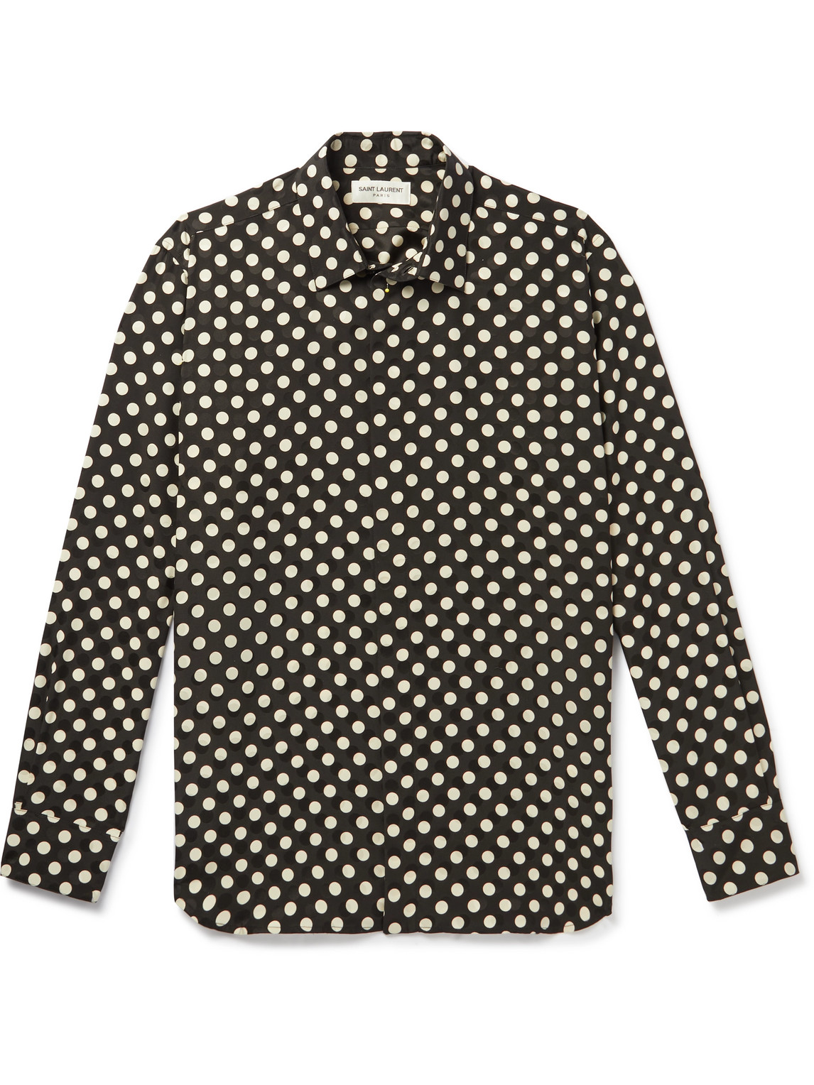 SAINT LAURENT - Polka-Dot Silk-Jacquard Shirt - Men - Black - 41 von SAINT LAURENT