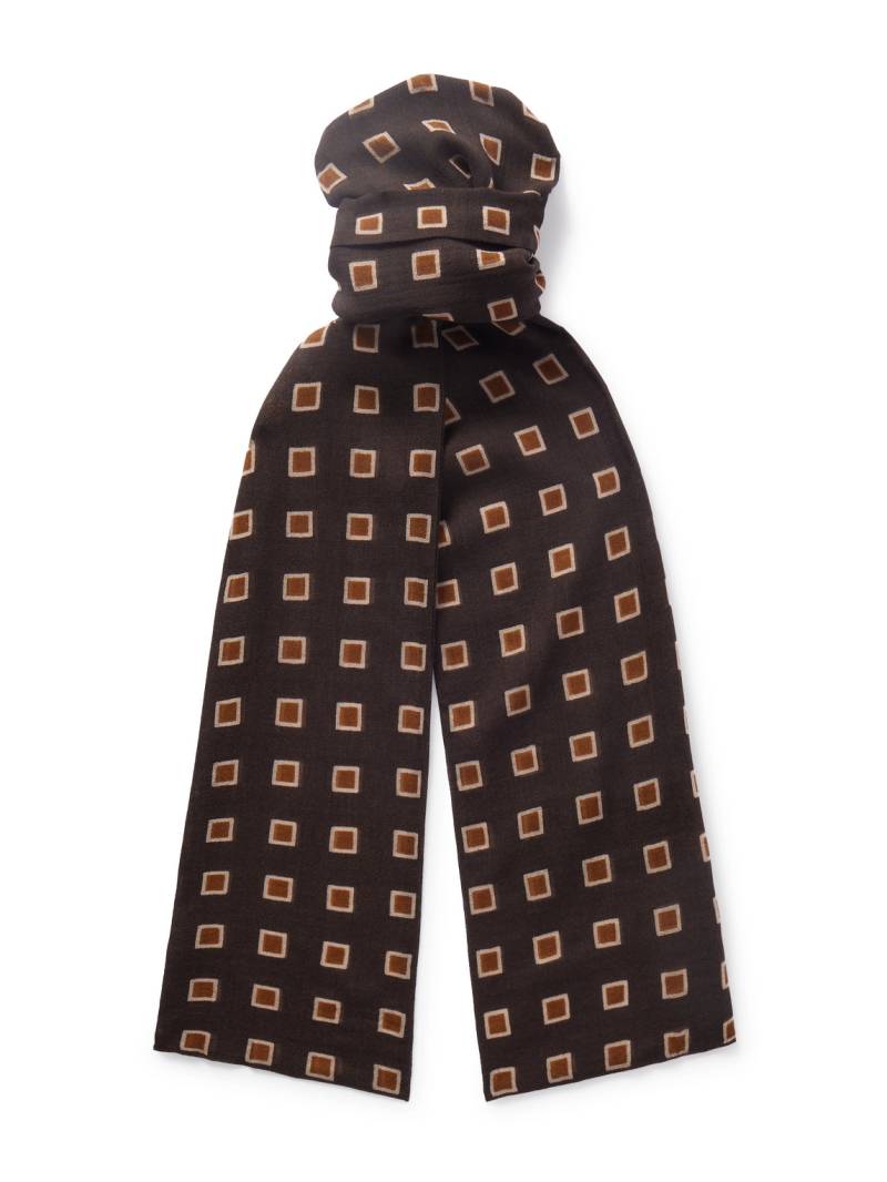 SAINT LAURENT - Printed Wool Scarf - Men - Brown von SAINT LAURENT